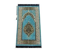 Tapis de prière Musulman avec Perles de prière | Janamaz | Sajjjadah | Tapis de prière Islamique Doux | Cadeaux islamiques | Tapis de prière en Tissu Chenille Vert Menthe
