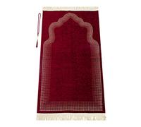 ihvan online Tapis de prière Musulmane avec Perles de prière | Janamaz | Sajadah | Tapis de prière Islamique Doux avec Motif Mihrab | Cadeaux islamiques | Tapis de prière en Tissu Chenille Bordeaux