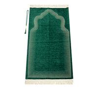 ihvan online Tapis de prière Musulmane avec Perles | Janamaz | Sajjadah | Tapis de prière Islamique Doux avec Motif Mihrab | Cadeaux islamiques | Tapis de prière en Tissu Chenille, Vert