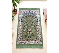 ihvan online, Tapis de prière musulmane en velours épais, Janamaz, Sajadah, doux, cadeau islamique, design élégant, vert Rawdah