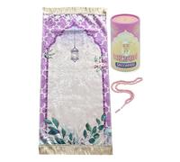 Ihvan Online Tapis de prière musulmane pour enfants - Cadeaux islamiques - Janamaz Sajadah - Tapis doux - Rose et blanc Kaaba