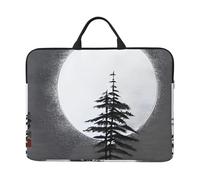 IHVBRHHM Moon Pine Tree Sac pour ordinateur portable 14" avec doublure antichoc et design portable, convient pour un usage professionnel et quotidien., noir, taille unique