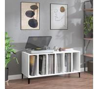 Iiaky Armoire à disques Blanc 100x38x48 cm Bois d'ingénierie,Meuble Platine Vinyle,Porte Vinyle,Rangement Vinyle