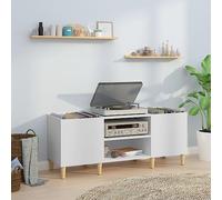 Iiaky Armoire à disques Blanc 121x38x48 cm Bois d'ingénierie,Meuble Platine Vinyle,Rangement Vinyle,Porte Vinyle
