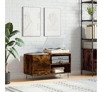 Iiaky Armoire à disques chêne fumé 85x38x48 cm Bois d'ingénierie,Player Boite,Meuble De Rangement,Rangement Disque Vinyle