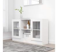 Iiaky Armoire à vitrine Blanc 120x30,5x70 cm Aggloméré,Vitrine Salon,Armoire À Vitrine Bibliothèque,Meuble De Rangement