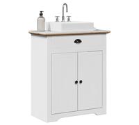 Iiaky Armoire de lavabo de Salle de Bain BODO Blanc Marron 70x35x80cm,Meuble Vasque Salle De Bain,Meuble Salle De Bain Vasque