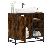 Iiaky Armoire de lavabo de Salle de Bain chêne fumé 65x33x60 cm,Meuble Vasque Salle De Bain,Meuble Salle De Bain Vasque