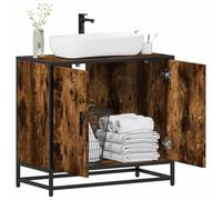 Iiaky Armoire de lavabo de Salle de Bain chêne fumé 65x33x60 cm,Meuble Vasque Salle De Bain,Meuble Salle De Bain Vasque