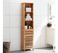 Iiaky Armoire de Salle de Bain 42x29x182 cm Bois Massif de Noyer,Meuble Vasque Salle De Bain,Meuble Salle De Bain Vasque