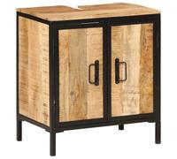 Iiaky Armoire lavabo de Salle de Bain Bois Massif de manguier et Fer,Meuble Vasque Salle De Bain,Meuble Salle De Bain Vasque