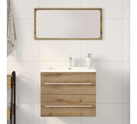 Iiaky Armoire lavabo de Salle de Bain chêne Artisanal Bois ingénierie,Meuble Vasque Salle De Bain,Meuble Salle De Bain Vasque