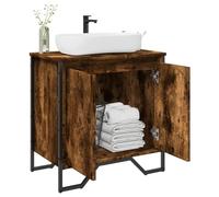 Iiaky Armoire lavabo de Salle de Bain chêne fumé 60x35x60 cm,Meuble Vasque Salle De Bain,Meuble Salle De Bain Vasque