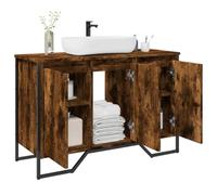 Iiaky Armoire lavabo de Salle de Bain chêne fumé 91x35x60 cm,Meuble Vasque Salle De Bain,Meuble Salle De Bain Vasque