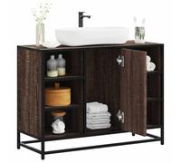 Iiaky Armoire lavabo de Salle de Bain chêne Marron Bois d'ingénierie,Meuble Vasque Salle De Bain,Meuble Salle De Bain Vasque