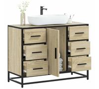 Iiaky Armoire lavabo de Salle de Bain chêne Sonoma Bois d'ingénierie,Meuble Vasque Salle De Bain,Meuble Salle De Bain Vasque