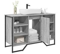 Iiaky Armoire lavabo de Salle de Bain Sonoma Gris 91x35x60 cm,Meuble Vasque Salle De Bain,Meuble Salle De Bain Vasque