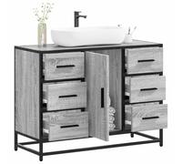 Iiaky Armoire lavabo de Salle de Bain Sonoma Gris Bois d'ingénierie,Meuble Vasque Salle De Bain,Meuble Salle De Bain Vasque