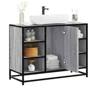 Iiaky Armoire lavabo de Salle de Bain Sonoma Gris Bois d'ingénierie,Meuble Vasque Salle De Bain,Meuble Salle De Bain Vasque