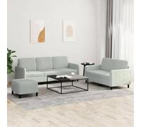 Iiaky Ensemble de canapés 3 pcs Gris Clair Velours,Housses De Canapés De Jardin,Housse Protection Canapé,Housse Canape Exterieur