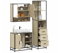 Iiaky Ensemble de Meubles de Salle de Bain 3 pcs chêne Sonoma,Meuble Vasque Salle De Bain,Meuble Salle De Bain Vasque