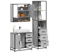 Iiaky Ensemble de Meubles de Salle de Bain 3 pcs Sonoma Gris,Meuble Vasque Salle De Bain,Meuble Salle De Bain Vasque