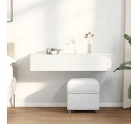 Iiaky Étagère Murale avec tiroirs Blanc 100x36x19cm Bois d'ingénierie,Etagere Rangemen,Decoration Murale,Etagere Murale sans Percage