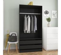 Iiaky Garde-Robe Noir 100x50x200 cm Aggloméré,Armoire Chambre,Armoire De Rangement,Dressing Chambre