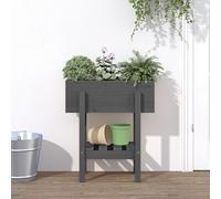 Iiaky Jardinière Gris 62x30x69 cm Bois Massif de pin,Jardiniere sur Pieds,Bac avec Treillis,Jardiniere Terrasse