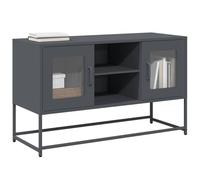 Iiaky Meuble TV Anthracite 100,5x39x60,5 cm Acier,Meuble TV,Table Basse Salon Meuble TV,Table Basse LED Couleurs