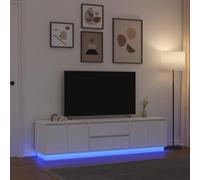 Iiaky Meuble TV avec lumières LED Blanc 193,5x41x50 cm,Meuble TV,Table Basse Salon Meuble TV,Table Basse LED Couleurs