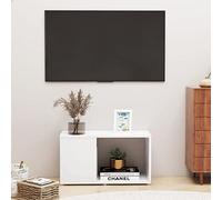 Iiaky Meuble TV Blanc 60x24x32 cm Bois d'ingénierie,Meuble TV,Table Basse Salon Meuble TV,Table Basse LED Couleurs
