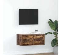 Iiaky Meuble TV chêne fumé 60x31x25,5 cm Bois d'ingénierie,Meuble TV,Table Basse Salon Meuble TV,Table Basse LED Couleurs