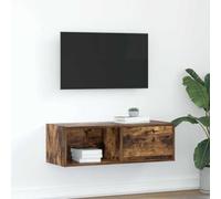 Iiaky Meuble TV chêne fumé 80x31x25,5 cm Bois d'ingénierie,Meuble TV,Table Basse Salon Meuble TV,Table Basse LED Couleurs