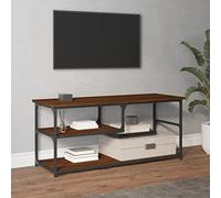 Iiaky Meuble TV chêne Marron 103x38x46,5cm Bois d'ingénierie et Acier,Meuble TV Étagère,Meuble d'angle TV,Meuble Haut Salon