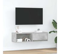 Iiaky Meuble TV Gris béton 100x31x25,5 cm Bois d'ingénierie,Meuble TV,Table Basse Salon Meuble TV,Table Basse LED Couleurs