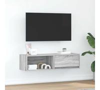 Iiaky Meuble TV Sonoma Gris 100x31x25,5 cm Bois d'ingénierie,Meuble TV,Table Basse Salon Meuble TV,Table Basse LED Couleurs