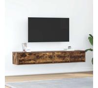 Iiaky Meubles TV 2 pcs chêne fumé 80x31x25,5 cm Bois d'ingénierie,Meuble TV,Table Basse Salon Meuble TV,Table Basse LED Couleurs