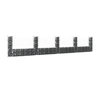 Iiaky Panier de Gabion en Forme de U avec 5 poteaux Fer 500x20x100 cm,Paniers À Gabions,Paniers À Gabions Arqués,Gabion,