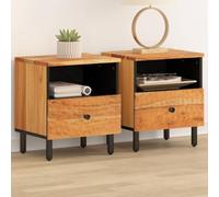 Iiaky Tables de Chevet 2 pcs 40x33x46 cm Bois d'acacia Massif,Table De Chevet,Table De Nuit,Chevet De Lit