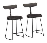 Iiaky Tabourets de Bar Lot de 2 Noir 49x43x79 cm Bois manguier Massif,Chaise De Bar,Chaise Bar Cuisine