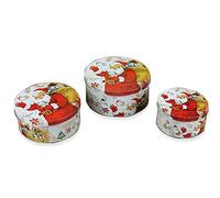 IID Lot de 3 boîtes à biscuits rondes en métal avec couvercle Motif Père Noël Multicolore