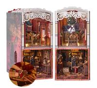 iiecreate Kit puzzle 3D en bois à monter soi-même, maison de poupée, musées, bibliothèque, décoration avec LED DIY serre-livres pour maison de poupée, loisirs créatifs, cadeaux