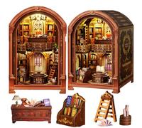 IiecrKiie Book Nook Kit maison de poupée miniature 3D pour adultes, mini bibliothèque, décoration, amateurs de livres et travaux manuels