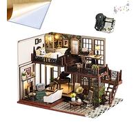 iiecrKiie Mini maison de poupée miniature 3D en bois, kit de construction de modélisme avec lumière LED, cadeaux faits à la main pour adultes et adolescents (timbre du temps)