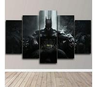 IIIUHU Impression sur Toile 5 Parties Tableau Salon Moderne XXL Mur Art Batman Throne Le Chevalier Noir Décorations Murales HD Imprimé Peinture Murale Maison Décor À La Cadre