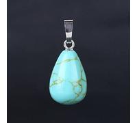 IIK Collier De Pendentif en Pierre Turquoise Naturelle - Poli À La Main, Goutte d'eau Élégant, Bijoux Dame