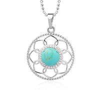 IIK Collier De Pendentif Pierre Naturelle en Femme,Collier en Pierre Naturelle Turquoise Pierre Pendentifs en Pierre Sculpté À La Main Creux Lotus Pierres Précieuses Pendentif Colliers Femmes Bijoux