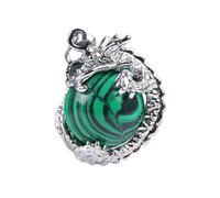 IIK Collier De Pendentif Pierre Naturelle en Femme,Pendentif en Pierre De Malachite Naturelle Fait À La Main Dragon Chinois Enveloppé De Pierres Précieuses Pendentif Colliers Collier en Pierre Femmes