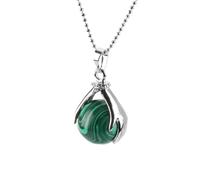 IIK Collier De Pendentif Pierre Naturelle En Femme,Pendentif Malachite À La Main Argent Pierres Précieuses Colliers Dame Bijo